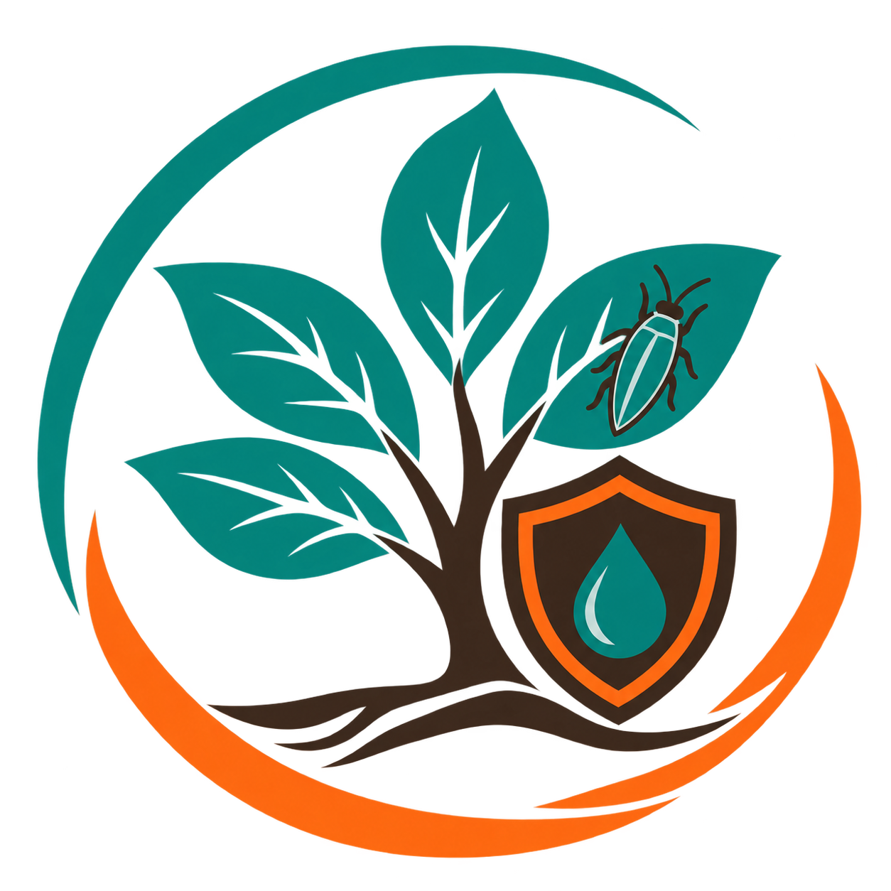 Emerald ash borer treatment icon with a beetle on ash leaves