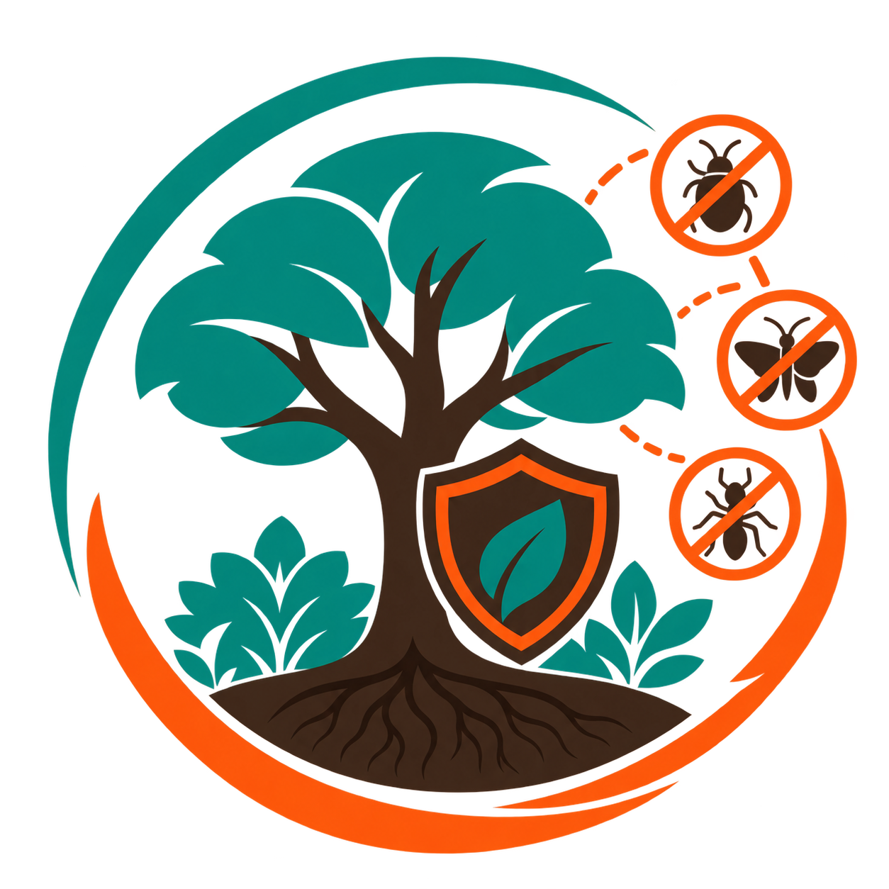 Tree pest control icon protecting a tree from harmful insects